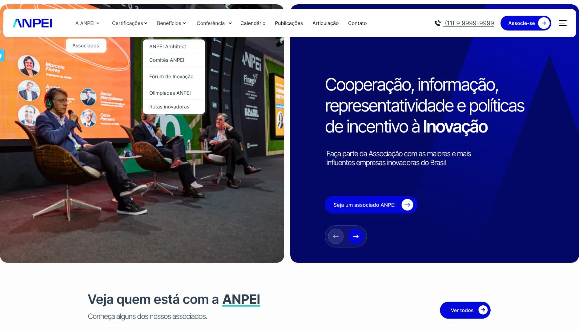 ANPEI, site institucional desenhado para a associação nacional de pesquisa e desenvolvimento das empresas inovadoras